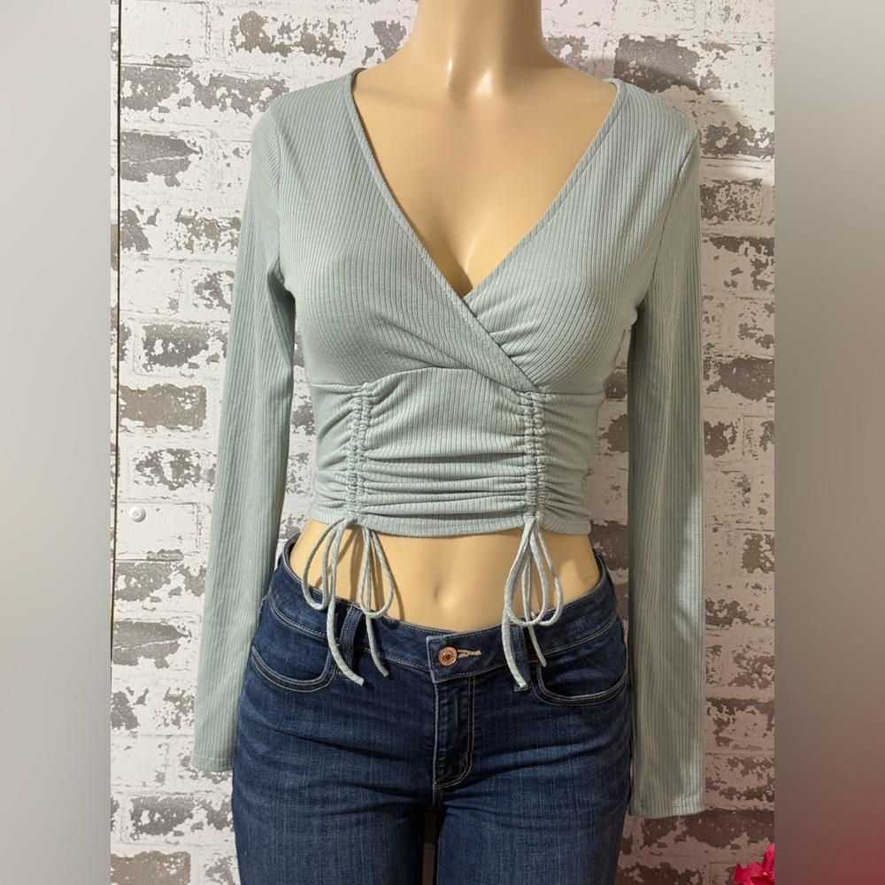 Fashion Nova light green Ruched Crop Top